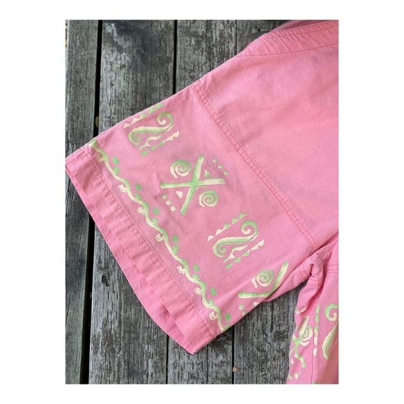 Vintage 80s 90s High Waist Shorts Bubblegum Pink Handpainted Floral - Picture 4 of 9